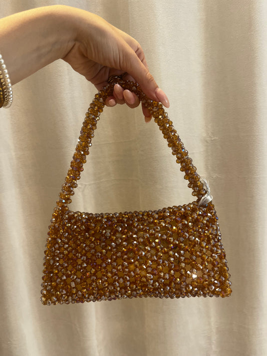 BORSETTA IN STRASS BRONZO